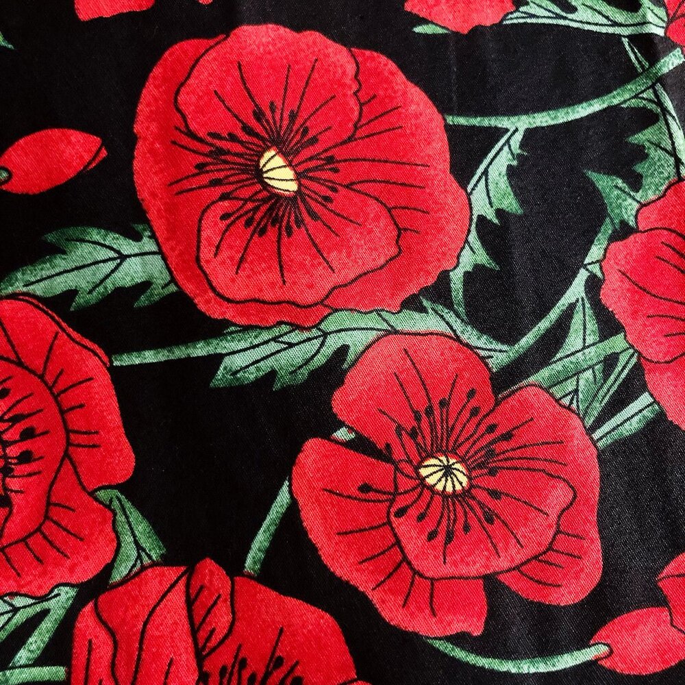HELL BUNNY NWT Red and black floral poppy print circle skirt vintage style SMALL - Picture 5 of 14